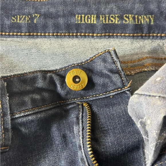 True Craft High Rise Skinny Jeans Slightly Distressed Blue Denim Pants Size 7 - Picture 8 of 15